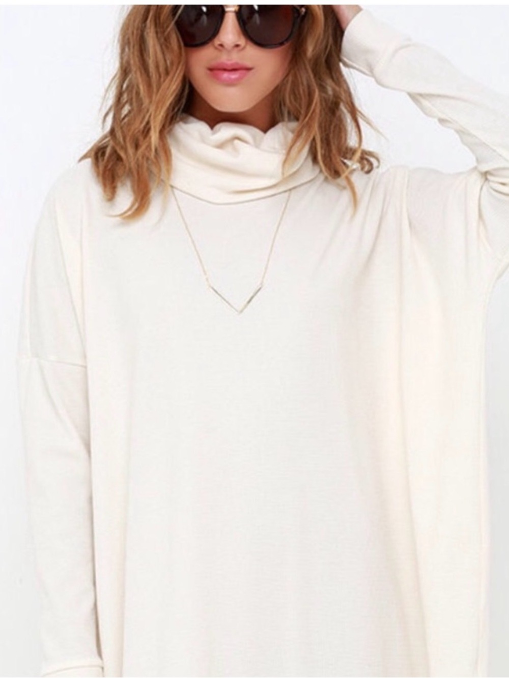 Lulu’s Cream Turtleneck Sweater Dress - Relaxed Fit